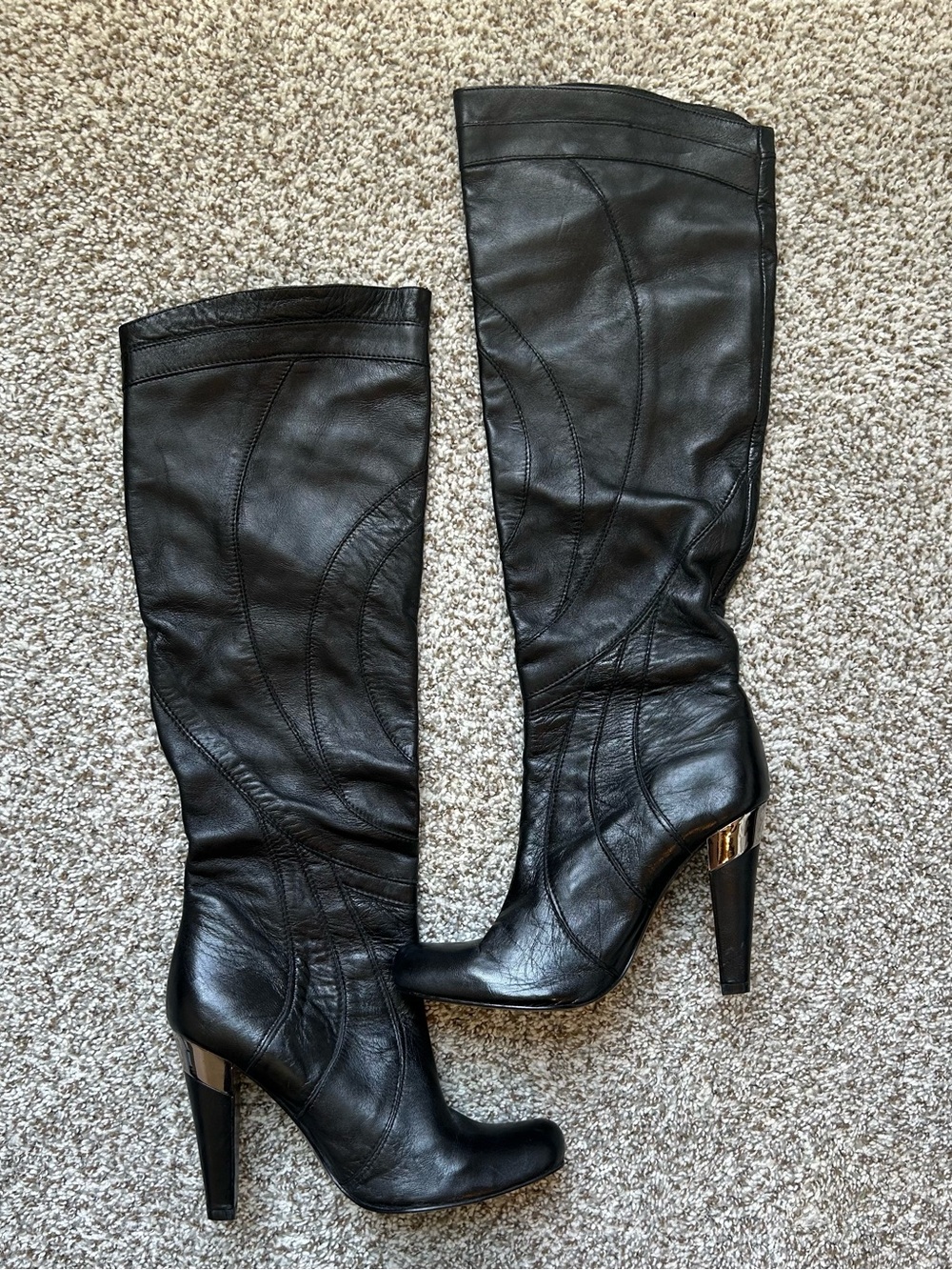 Aldo Leather Knee High Boots with unique patchwork